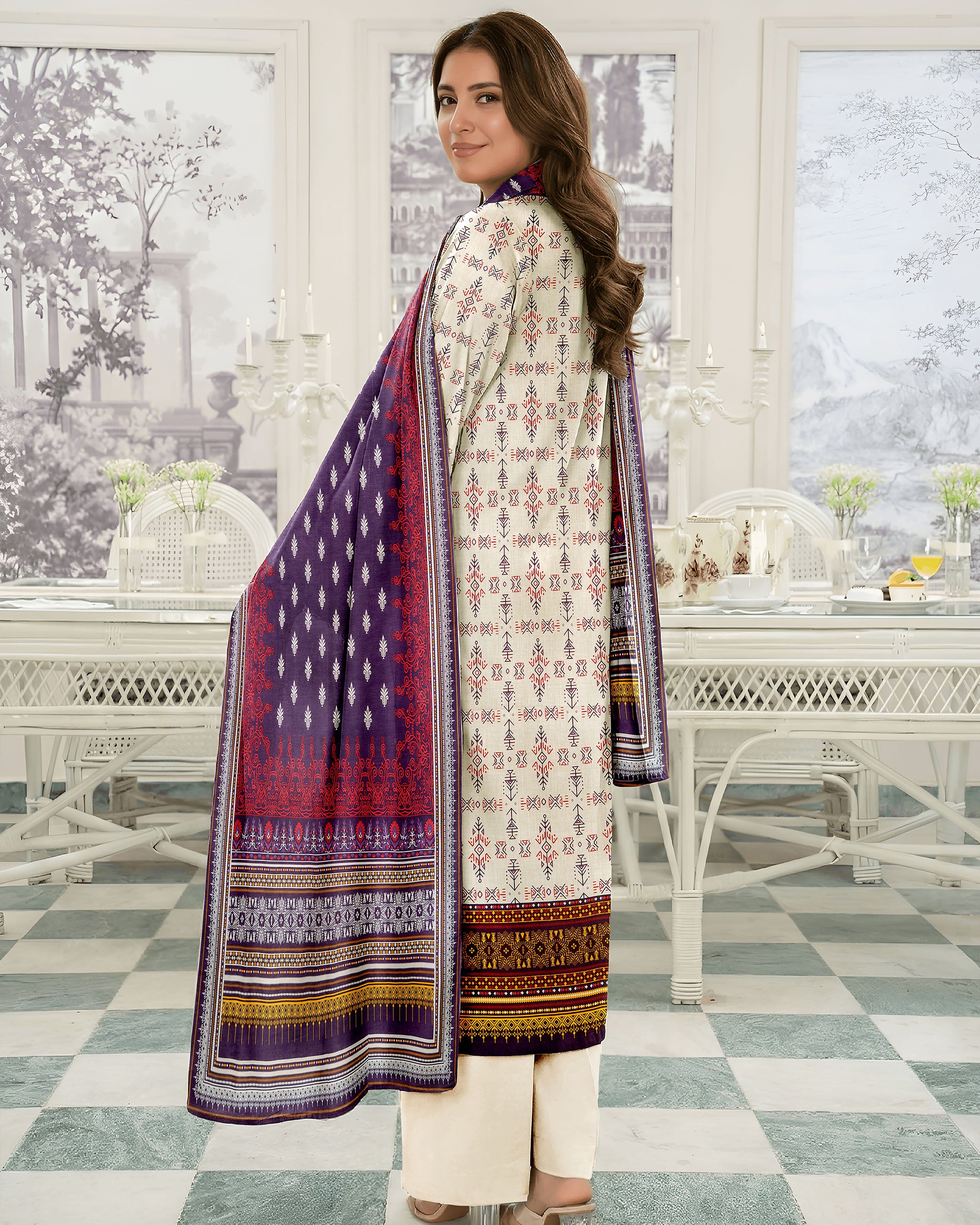 Printed Lawn Shirt with Lawn Dupatta