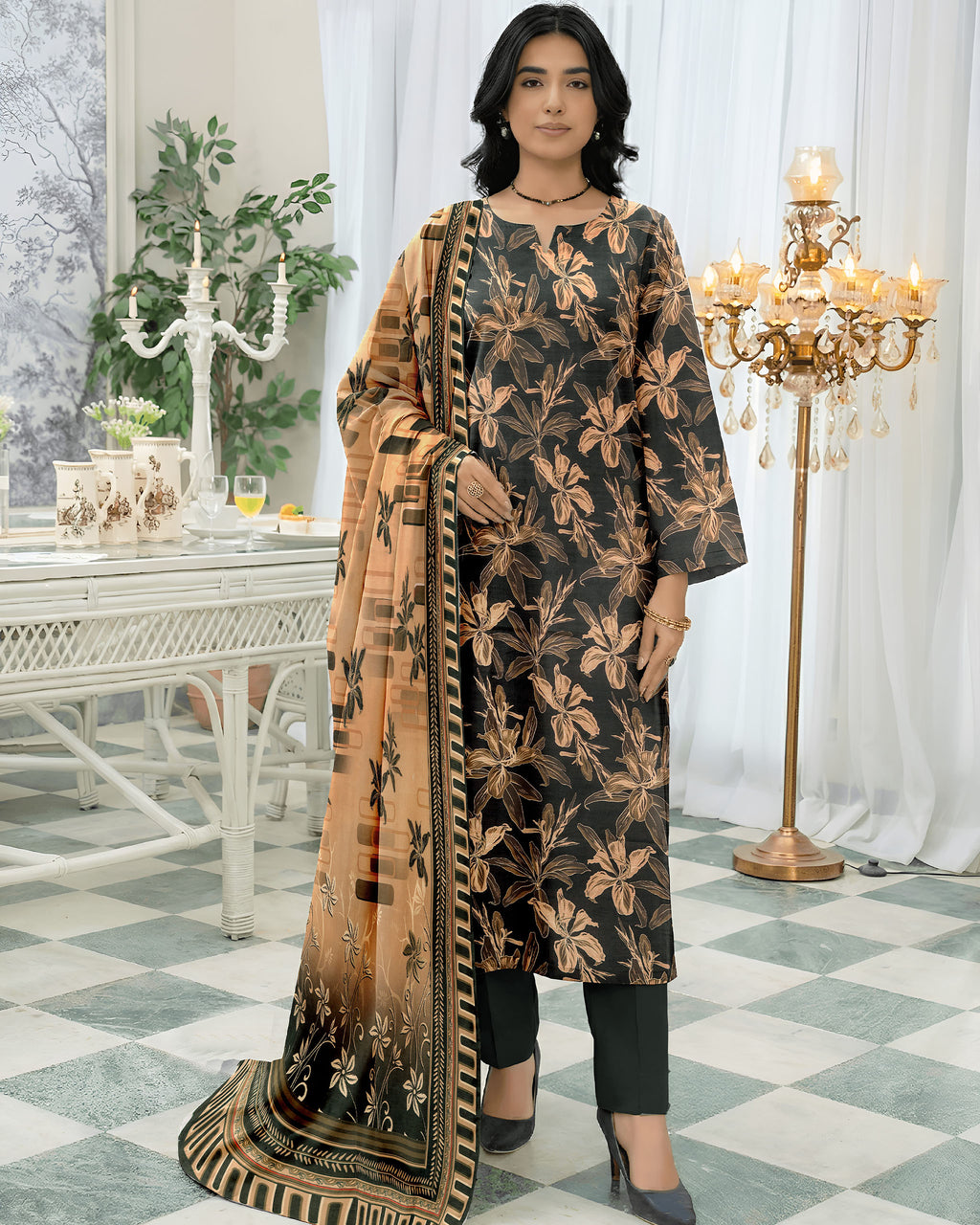 Luxury Print Slub Lawn Shirt & Slub Lawn Dupatta