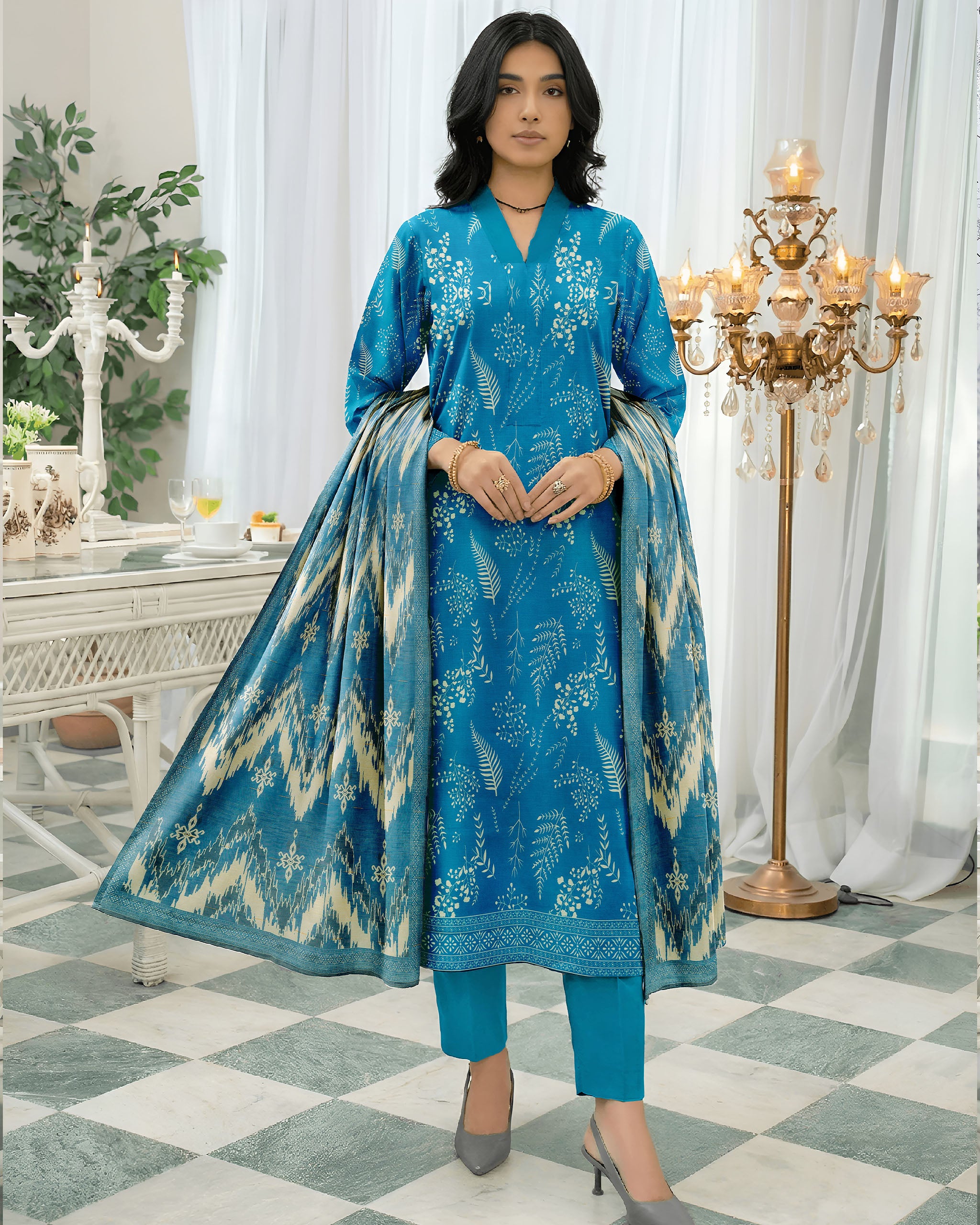 Luxury Print Banadora Lawn Shirt & Tilla Zari Dupatta